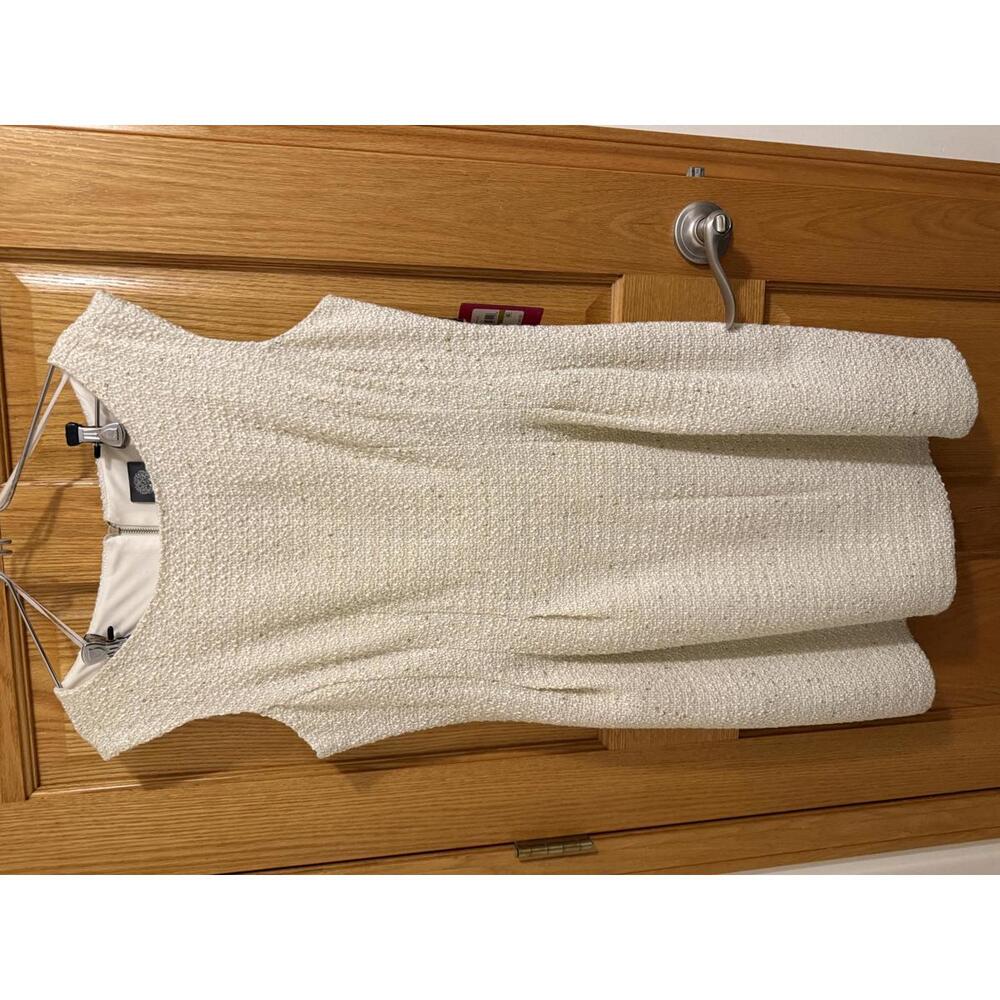 NWT Vince Camuto Elegant Ivory Textured Sleeveless Dress Size 14